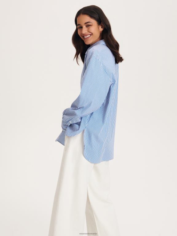 marina Reserved femei îmbrăcăminte cămașă din bumbac cu dungi 648HZ286