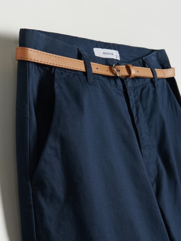 marina Reserved femei îmbrăcăminte pantaloni chino cu centura 648HZ648