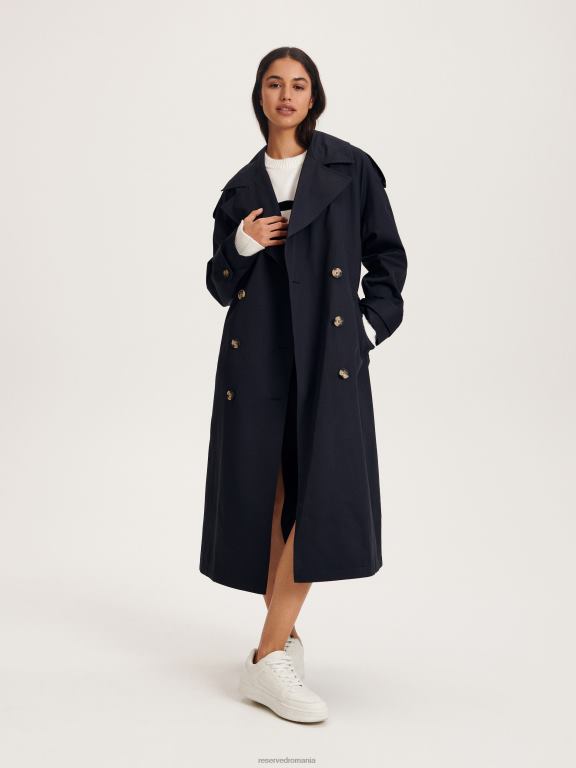 marina Reserved femei îmbrăcăminte trenci supradimensionat cu piept dublu 648HZ871