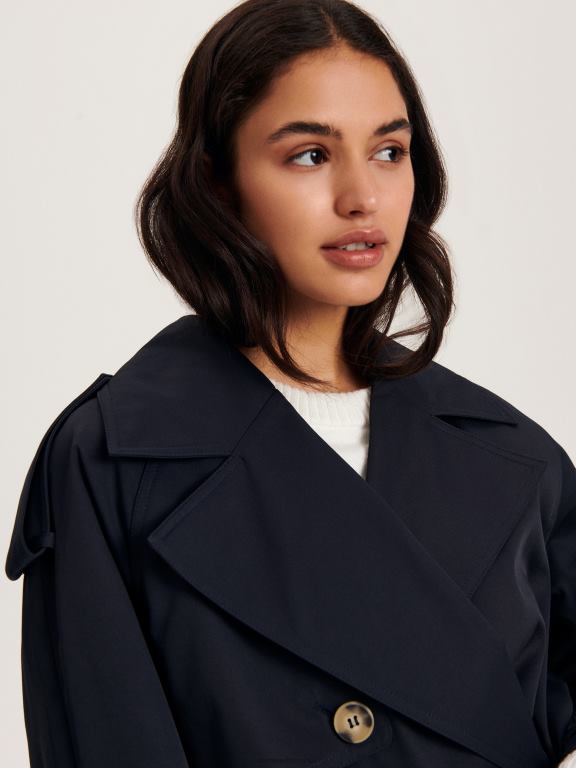 marina Reserved femei îmbrăcăminte trenci supradimensionat cu piept dublu 648HZ871