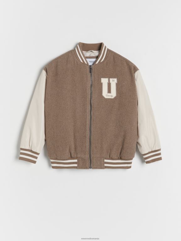 maro Reserved băieți îmbrăcăminte jachetă bomber supradimensionată cu amestec de lână 648HZ2086