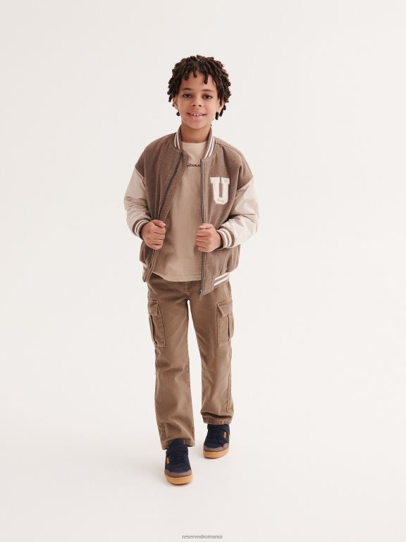 maro Reserved băieți îmbrăcăminte jachetă bomber supradimensionată cu amestec de lână 648HZ2086