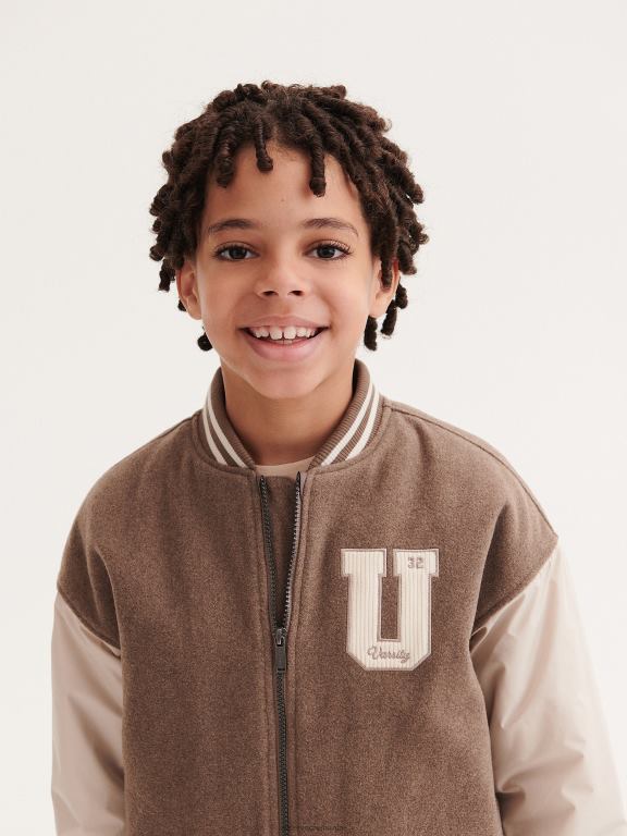 maro Reserved băieți îmbrăcăminte jachetă bomber supradimensionată cu amestec de lână 648HZ2086