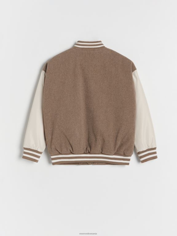 maro Reserved băieți îmbrăcăminte jachetă bomber supradimensionată cu amestec de lână 648HZ2086