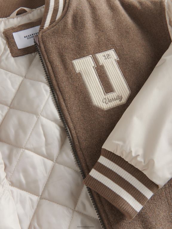 maro Reserved băieți îmbrăcăminte jachetă bomber supradimensionată cu amestec de lână 648HZ2086