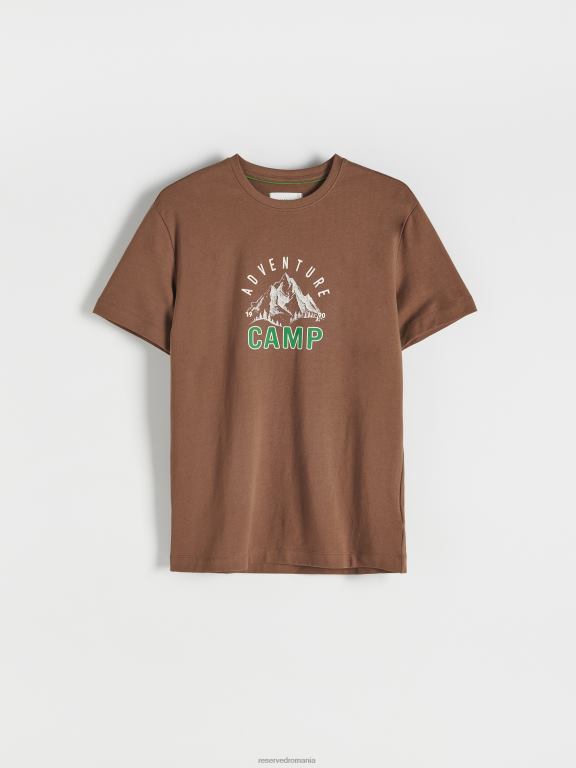 maro Reserved bărbați îmbrăcăminte tricou confortabil cu imprimeu regulat 648HZ1156