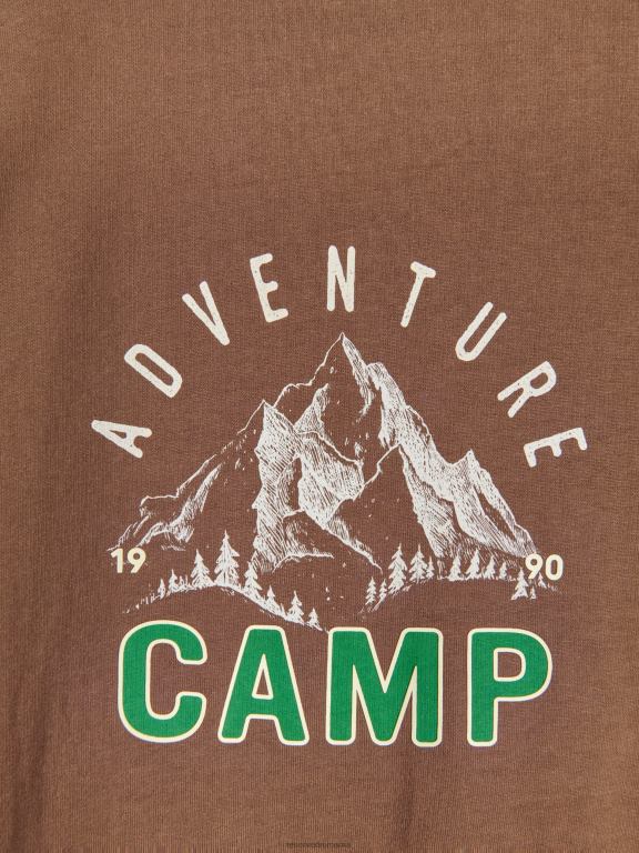 maro Reserved bărbați îmbrăcăminte tricou confortabil cu imprimeu regulat 648HZ1156