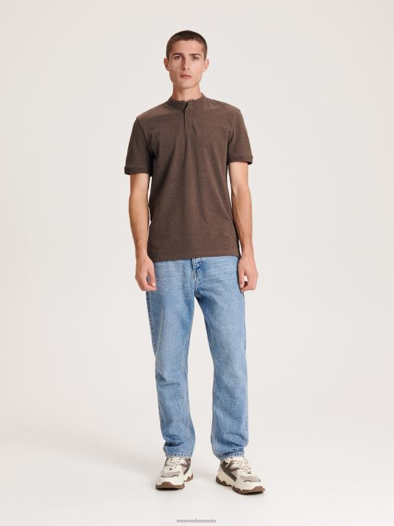 maro Reserved bărbați îmbrăcăminte tricou polo cu talie regulată cu guler ridicat 648HZ1113