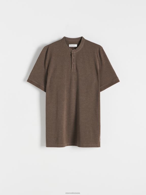 maro Reserved bărbați îmbrăcăminte tricou polo cu talie regulată cu guler ridicat 648HZ1113