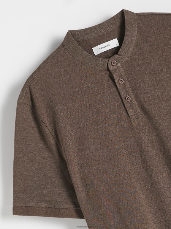 maro Reserved bărbați îmbrăcăminte tricou polo cu talie regulată cu guler ridicat 648HZ1113