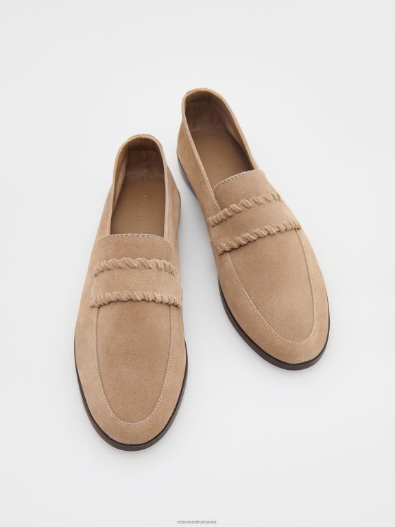 maro Reserved femei pantofi mocasini de piele intoarsa 648HZ102