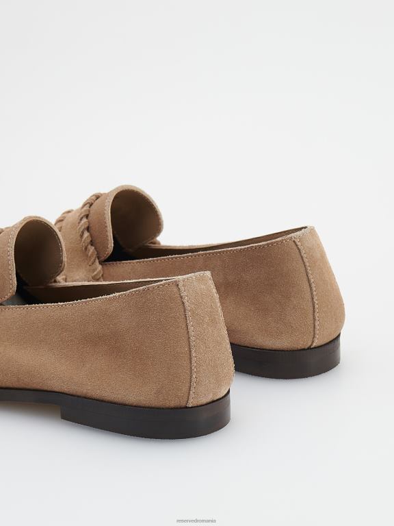 maro Reserved femei pantofi mocasini de piele intoarsa 648HZ102