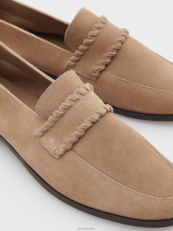 maro Reserved femei pantofi mocasini de piele intoarsa 648HZ102