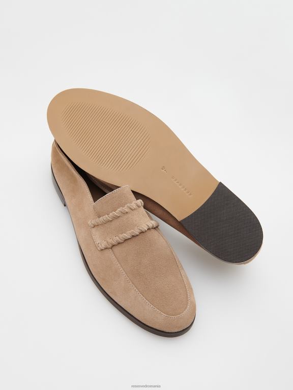 maro Reserved femei pantofi mocasini de piele intoarsa 648HZ102