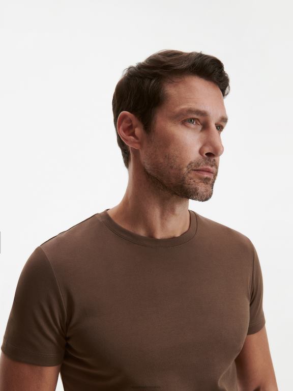 maro inchis Reserved bărbați îmbrăcăminte stil de modă tricou cu potrivire obișnuită 648HZ1287