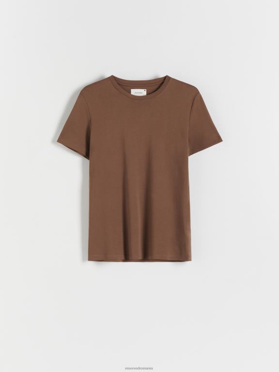 maro inchis Reserved bărbați îmbrăcăminte stil de modă tricou cu potrivire obișnuită 648HZ1287