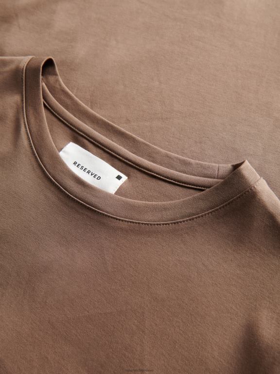 maro inchis Reserved bărbați îmbrăcăminte stil de modă tricou cu potrivire obișnuită 648HZ1287