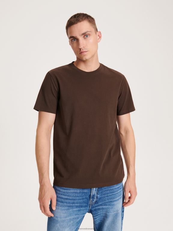 maro inchis Reserved bărbați îmbrăcăminte tricou cu potrivire regulată în stil nou 648HZ1173
