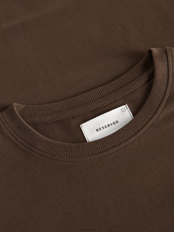 maro inchis Reserved bărbați îmbrăcăminte tricou cu potrivire regulată în stil nou 648HZ1173