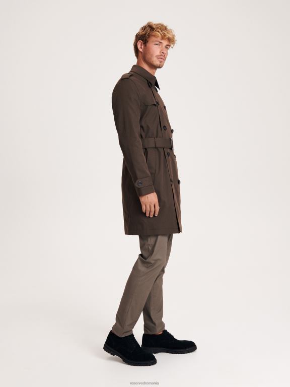 maro praf Reserved bărbați îmbrăcăminte trenci scurt cu centura 648HZ1634