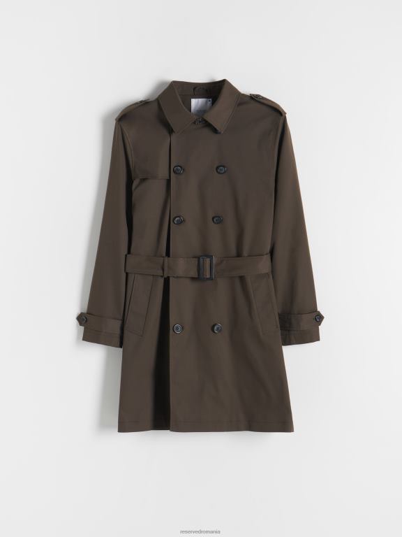 maro praf Reserved bărbați îmbrăcăminte trenci scurt cu centura 648HZ1634