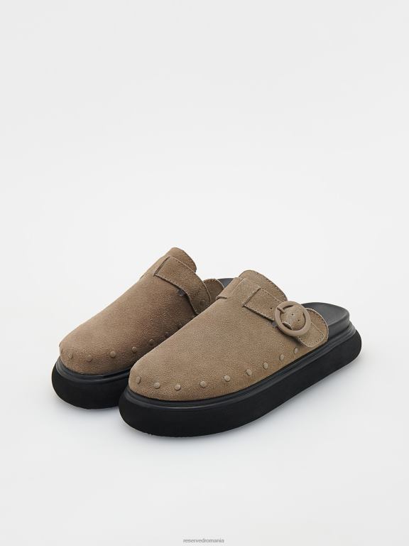 maro praf Reserved femei pantofi glisoare de catâr din piele 648HZ171