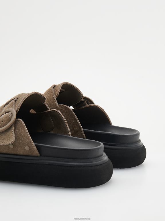 maro praf Reserved femei pantofi glisoare de catâr din piele 648HZ171