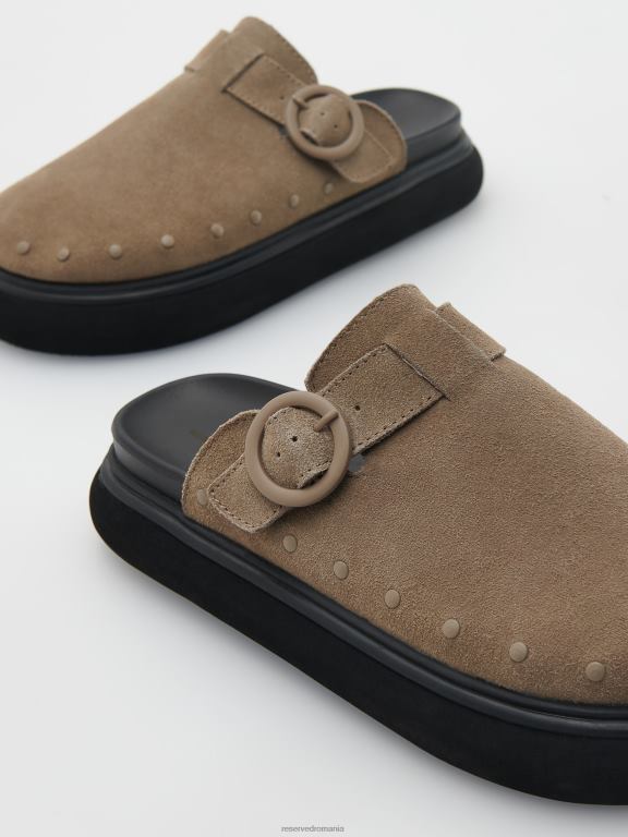 maro praf Reserved femei pantofi glisoare de catâr din piele 648HZ171