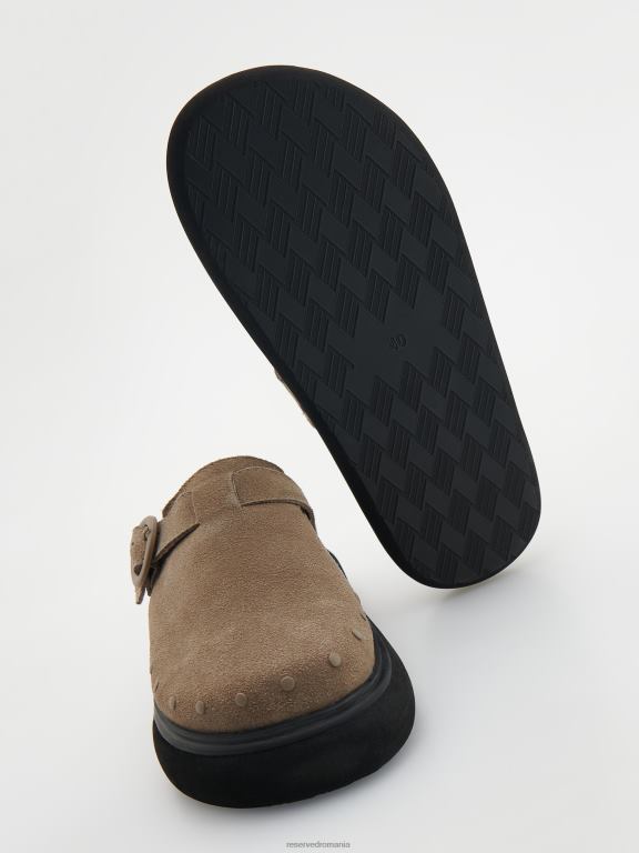 maro praf Reserved femei pantofi glisoare de catâr din piele 648HZ171