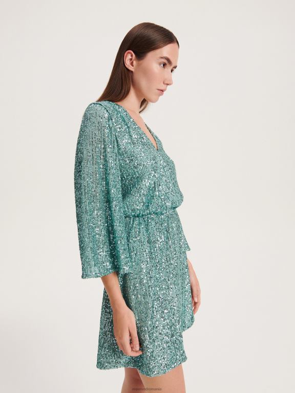 menta verde Reserved femei îmbrăcăminte rochie mini cu paiete 648HZ174