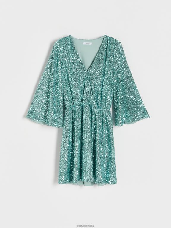 menta verde Reserved femei îmbrăcăminte rochie mini cu paiete 648HZ174