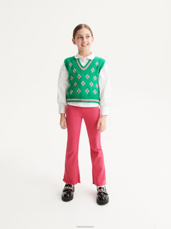 mov Reserved fetelor îmbrăcăminte pantaloni evazați din tricot în coastă 648HZ1974