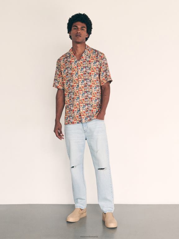 multicolor Reserved bărbați îmbrăcăminte cămașă din viscoză cu potrivire normală 648HZ1375