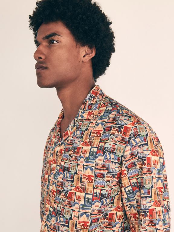 multicolor Reserved bărbați îmbrăcăminte cămașă din viscoză cu potrivire normală 648HZ1375