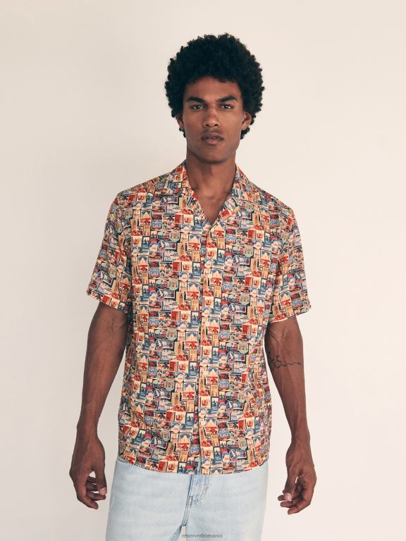 multicolor Reserved bărbați îmbrăcăminte cămașă din viscoză cu potrivire normală 648HZ1375