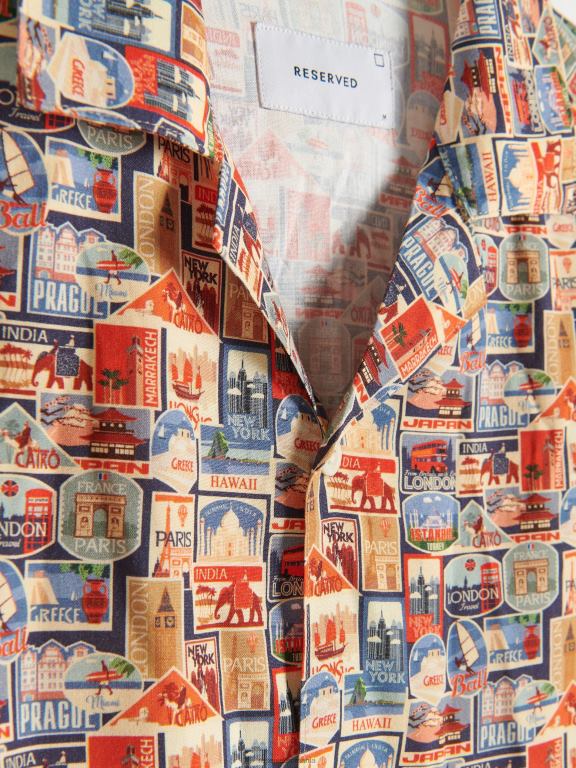 multicolor Reserved bărbați îmbrăcăminte cămașă din viscoză cu potrivire normală 648HZ1375