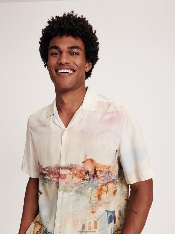 multicolor Reserved bărbați îmbrăcăminte cămașă din viscoză cu potrivire normală 648HZ1376