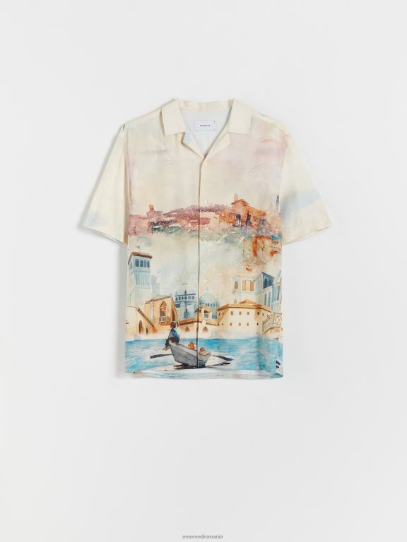 multicolor Reserved bărbați îmbrăcăminte cămașă din viscoză cu potrivire normală 648HZ1376