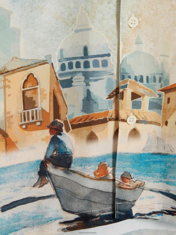 multicolor Reserved bărbați îmbrăcăminte cămașă din viscoză cu potrivire normală 648HZ1376