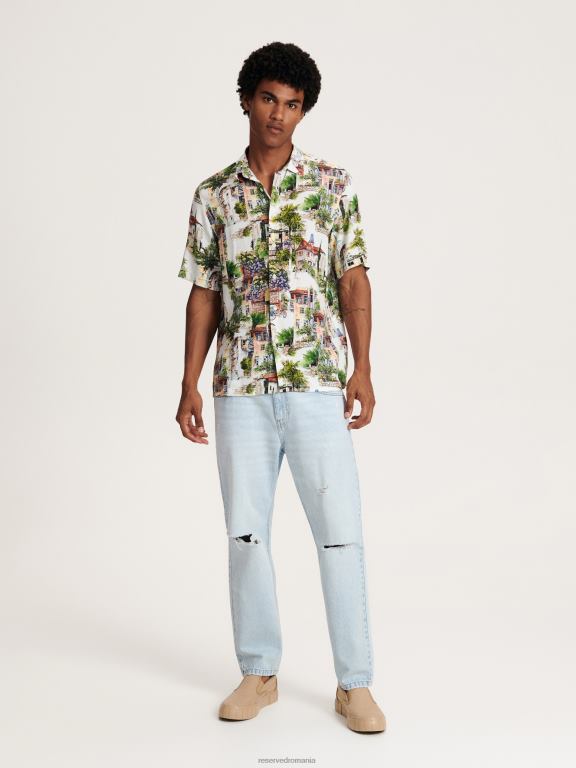 multicolor Reserved bărbați îmbrăcăminte cămașă din viscoză cu potrivire normală 648HZ1378