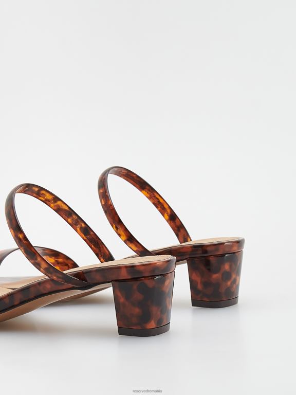 multicolor Reserved femei pantofi glisoare cu toc bloc cu model scoica țestoasă 648HZ944