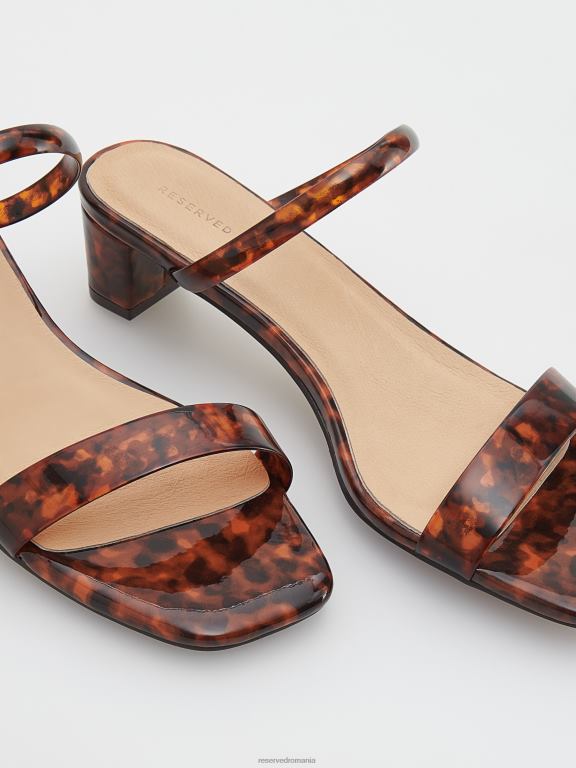 multicolor Reserved femei pantofi glisoare cu toc bloc cu model scoica țestoasă 648HZ944