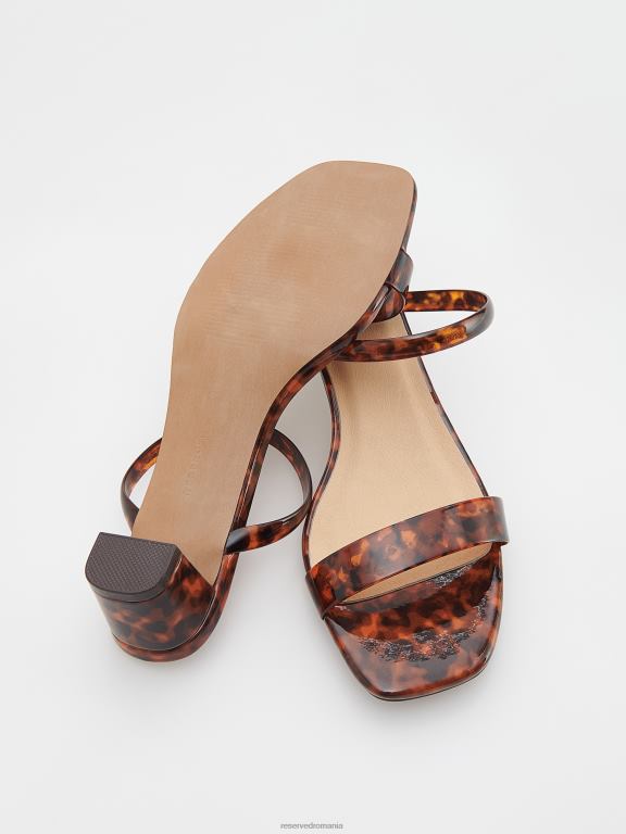 multicolor Reserved femei pantofi glisoare cu toc bloc cu model scoica țestoasă 648HZ944