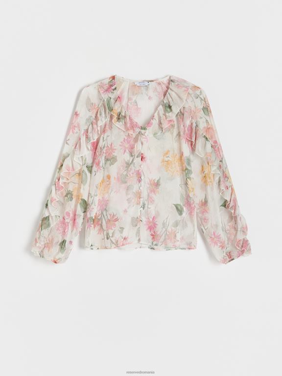 multicolor Reserved femei îmbrăcăminte bluză florală din plasă 648HZ86