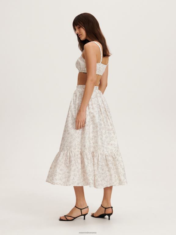 multicolor Reserved femei îmbrăcăminte fustă cu model botanic 648HZ866