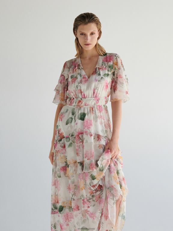 multicolor Reserved femei îmbrăcăminte rochie maxi cu imprimeu floral 648HZ54