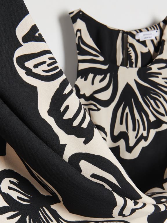 multicolor Reserved femei îmbrăcăminte rochie midi bogată în viscoză 648HZ44