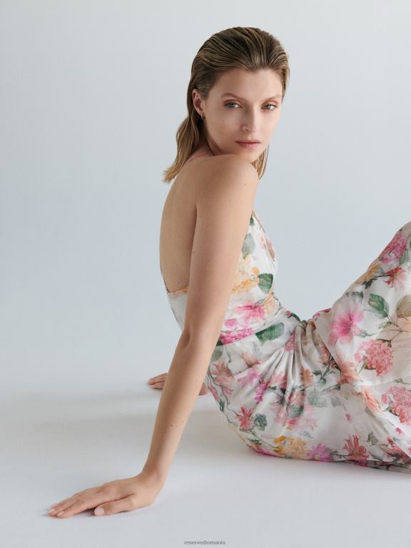 multicolor Reserved femei îmbrăcăminte rochie midi cu model 648HZ78