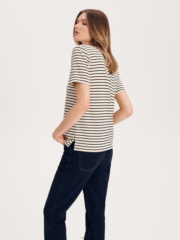 multicolor Reserved femei îmbrăcăminte tricou cu combinație modal cu potrivire normală 648HZ402