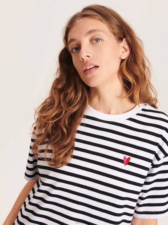 multicolor Reserved femei îmbrăcăminte tricou regulat cu broderie 648HZ400